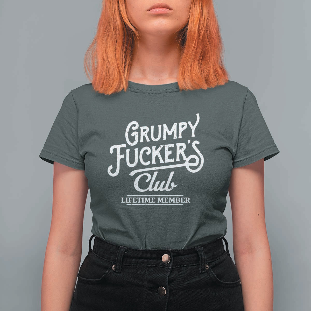 Grumpy Fucker's Club Lifetime Member T Shirt For Women Funny Distressed Sarcastic Adult Humor Slogan Typography