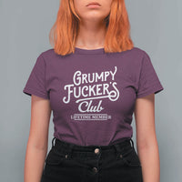 Grumpy Fucker's Club Lifetime Member T Shirt For Women Funny Distressed Sarcastic Adult Humor Slogan Typography