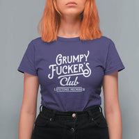 Grumpy Fucker's Club Lifetime Member T Shirt For Women Funny Distressed Sarcastic Adult Humor Slogan Typography