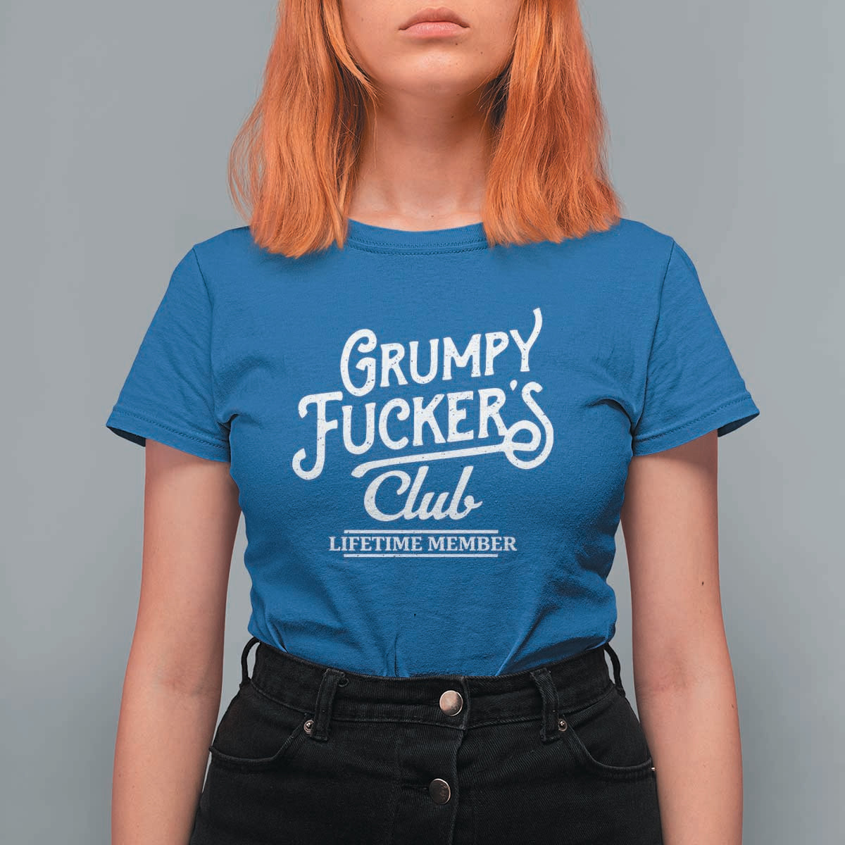 Grumpy Fucker's Club Lifetime Member T Shirt For Women Funny Distressed Sarcastic Adult Humor Slogan Typography