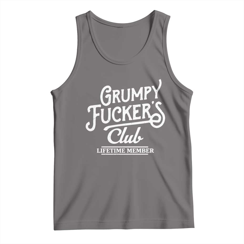 Grumpy Fucker's Club Lifetime Member Tank Top Funny Distressed Sarcastic Adult Humor Slogan Typography
