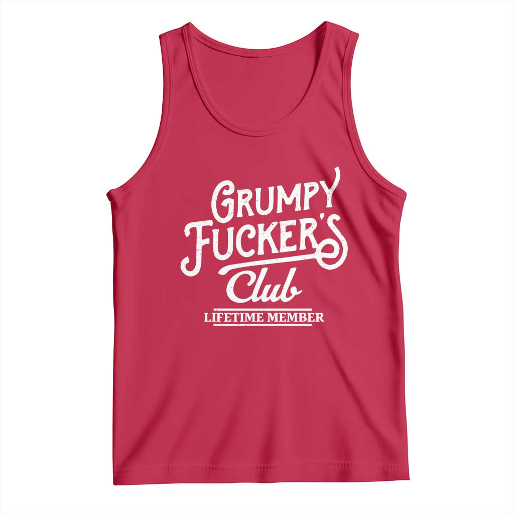 Grumpy Fucker's Club Lifetime Member Tank Top Funny Distressed Sarcastic Adult Humor Slogan Typography
