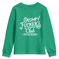 Grumpy Fucker's Club Lifetime Member Youth Sweatshirt Funny Distressed Sarcastic Adult Humor Slogan Typography