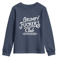 Grumpy Fucker's Club Lifetime Member Youth Sweatshirt Funny Distressed Sarcastic Adult Humor Slogan Typography