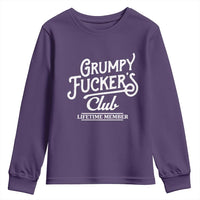 Grumpy Fucker's Club Lifetime Member Youth Sweatshirt Funny Distressed Sarcastic Adult Humor Slogan Typography