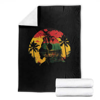 Retro Jamaican Lion Sunset Throw Blanket Rasta Colors Music and Island Vibes Graphic