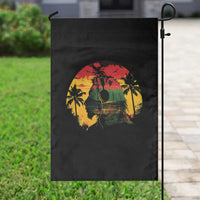 Retro Jamaican Lion Sunset Garden Flag Rasta Colors Music and Island Vibes Graphic