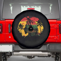 Retro Jamaican Lion Sunset Spare Tire Cover Rasta Colors Music and Island Vibes Graphic