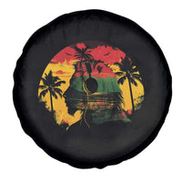 Retro Jamaican Lion Sunset Spare Tire Cover Rasta Colors Music and Island Vibes Graphic