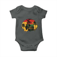 Retro Jamaican Lion Sunset Baby Onesie Rasta Colors Music and Island Vibes Graphic