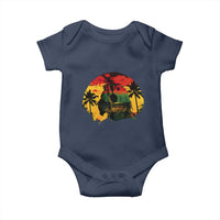 Retro Jamaican Lion Sunset Baby Onesie Rasta Colors Music and Island Vibes Graphic