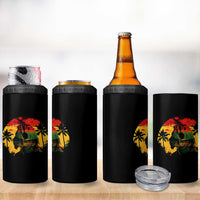 Retro Jamaican Lion Sunset 4 in 1 Can Cooler Tumbler Rasta Colors Music and Island Vibes Graphic