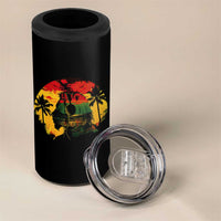 Retro Jamaican Lion Sunset 4 in 1 Can Cooler Tumbler Rasta Colors Music and Island Vibes Graphic