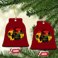 Retro Jamaican Lion Sunset Ceramic Ornament Rasta Colors Music and Island Vibes Graphic