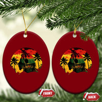 Retro Jamaican Lion Sunset Ceramic Ornament Rasta Colors Music and Island Vibes Graphic