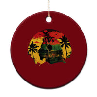 Retro Jamaican Lion Sunset Ceramic Ornament Rasta Colors Music and Island Vibes Graphic