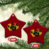 Retro Jamaican Lion Sunset Ceramic Ornament Rasta Colors Music and Island Vibes Graphic
