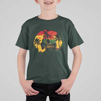 Retro Jamaican Lion Sunset T Shirt For Kid Rasta Colors Music and Island Vibes Graphic