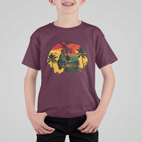 Retro Jamaican Lion Sunset T Shirt For Kid Rasta Colors Music and Island Vibes Graphic