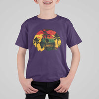 Retro Jamaican Lion Sunset T Shirt For Kid Rasta Colors Music and Island Vibes Graphic