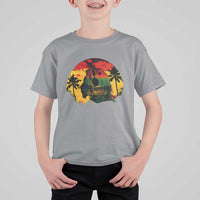 Retro Jamaican Lion Sunset T Shirt For Kid Rasta Colors Music and Island Vibes Graphic