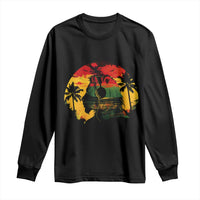 Retro Jamaican Lion Sunset Long Sleeve Shirt Rasta Colors Music and Island Vibes Graphic