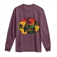 Retro Jamaican Lion Sunset Long Sleeve Shirt Rasta Colors Music and Island Vibes Graphic