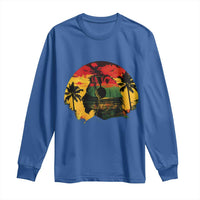 Retro Jamaican Lion Sunset Long Sleeve Shirt Rasta Colors Music and Island Vibes Graphic