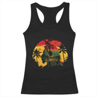 Retro Jamaican Lion Sunset Racerback Tank Top Rasta Colors Music and Island Vibes Graphic