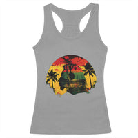 Retro Jamaican Lion Sunset Racerback Tank Top Rasta Colors Music and Island Vibes Graphic