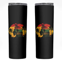 Retro Jamaican Lion Sunset Skinny Tumbler Rasta Colors Music and Island Vibes Graphic