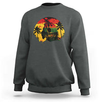 Retro Jamaican Lion Sunset Sweatshirt Rasta Colors Music and Island Vibes Graphic