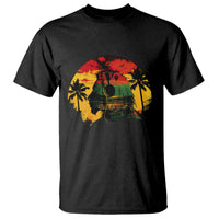 Retro Jamaican Lion Sunset T Shirt Rasta Colors Music and Island Vibes Graphic