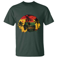 Retro Jamaican Lion Sunset T Shirt Rasta Colors Music and Island Vibes Graphic
