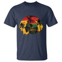 Retro Jamaican Lion Sunset T Shirt Rasta Colors Music and Island Vibes Graphic