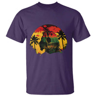 Retro Jamaican Lion Sunset T Shirt Rasta Colors Music and Island Vibes Graphic