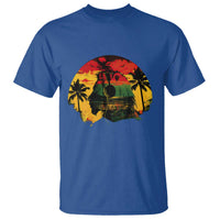 Retro Jamaican Lion Sunset T Shirt Rasta Colors Music and Island Vibes Graphic