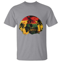 Retro Jamaican Lion Sunset T Shirt Rasta Colors Music and Island Vibes Graphic