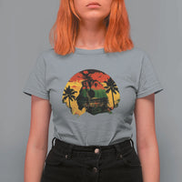 Retro Jamaican Lion Sunset T Shirt For Women Rasta Colors Music and Island Vibes Graphic
