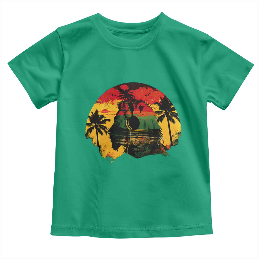 Retro Jamaican Lion Sunset Toddler T Shirt Rasta Colors Music and Island Vibes Graphic