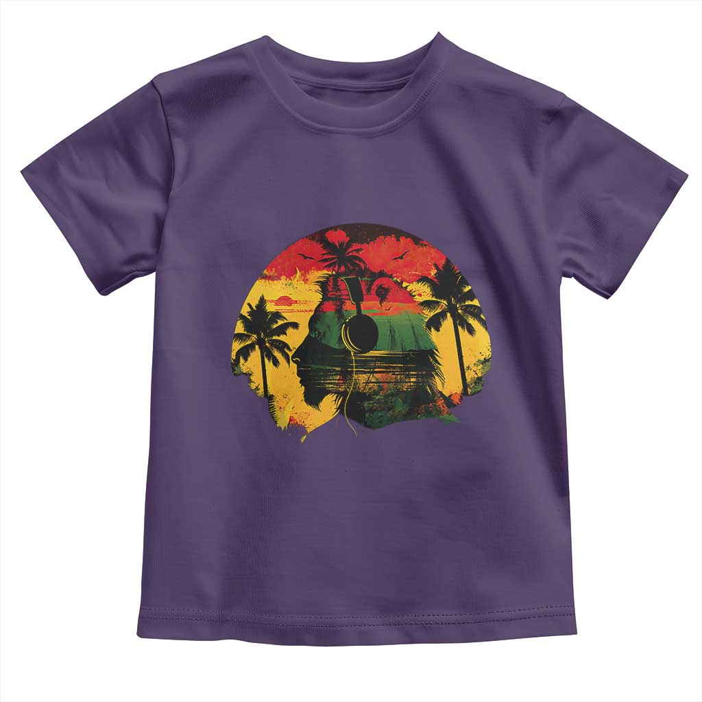 Retro Jamaican Lion Sunset Toddler T Shirt Rasta Colors Music and Island Vibes Graphic