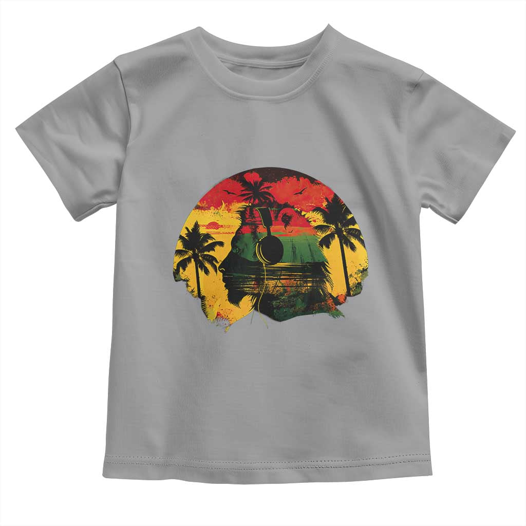 Retro Jamaican Lion Sunset Toddler T Shirt Rasta Colors Music and Island Vibes Graphic