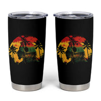 Retro Jamaican Lion Sunset Tumbler Cup Rasta Colors Music and Island Vibes Graphic