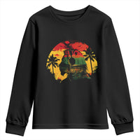 Retro Jamaican Lion Sunset Youth Sweatshirt Rasta Colors Music and Island Vibes Graphic