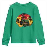 Retro Jamaican Lion Sunset Youth Sweatshirt Rasta Colors Music and Island Vibes Graphic
