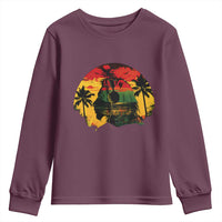 Retro Jamaican Lion Sunset Youth Sweatshirt Rasta Colors Music and Island Vibes Graphic