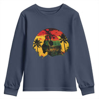 Retro Jamaican Lion Sunset Youth Sweatshirt Rasta Colors Music and Island Vibes Graphic