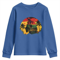 Retro Jamaican Lion Sunset Youth Sweatshirt Rasta Colors Music and Island Vibes Graphic