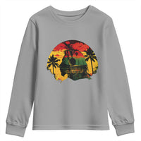 Retro Jamaican Lion Sunset Youth Sweatshirt Rasta Colors Music and Island Vibes Graphic