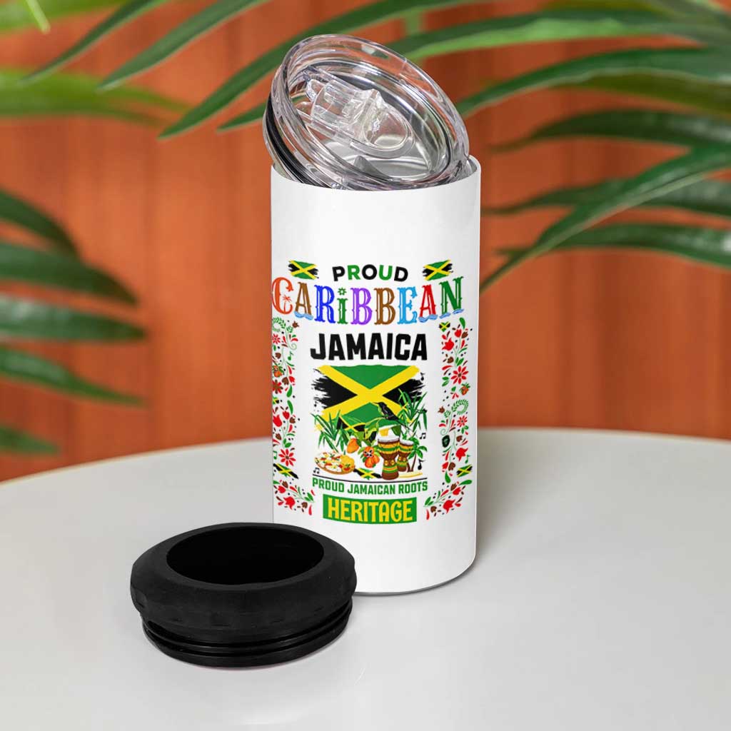Proud Caribbean Jamaica Heritage 4 in 1 Can Cooler Tumbler Jamaican Roots and Island Culture